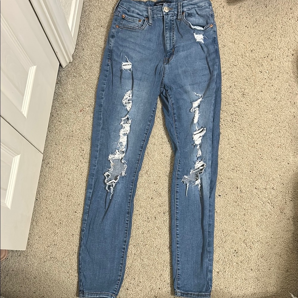 Women's Ripped Skinny Blue Jeans